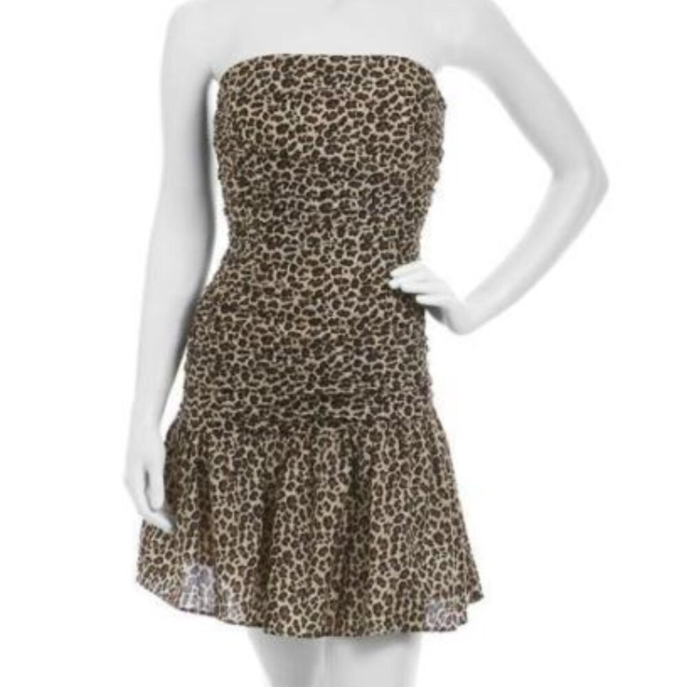 MARC NEW YORK by Andrew Marc Strapless or Spaghetti Straps Leopard Dress Size: 6